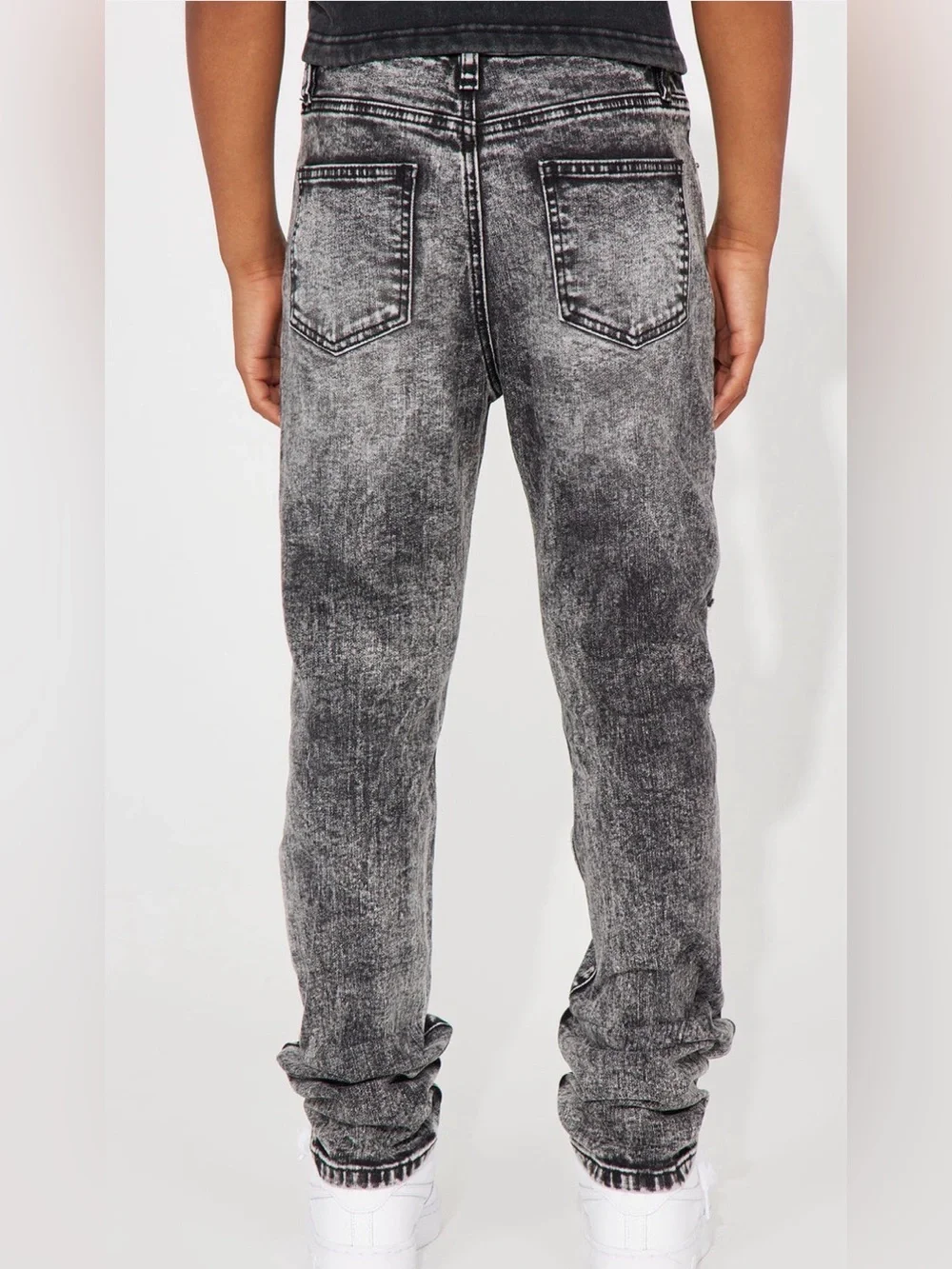 FASHION NOVA Distressed Skinny Jeans Black Wash Size 14 Boys NWT